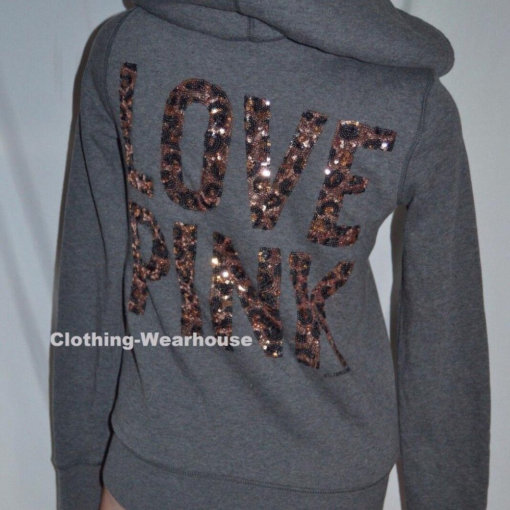 Victoria's Secret PINK Fashion Show Bling Fur Hoodie XS new